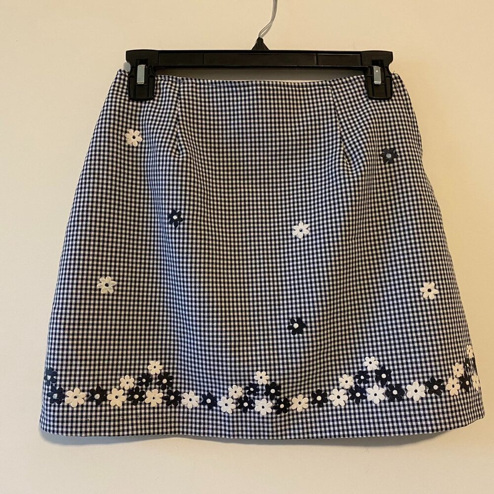 Vintage Gingham Floral Mini Skirt